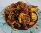 Foto langkah ke 7 dari resep Cumi Jagung Saus Padang.
