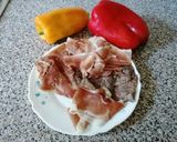 A picture of step 1 of Maccheroni with Sliced Cold Cuts and Peppers.