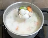 Foto langkah ke 10 dari resep Sayur Bobor Wortel, Labu Siam & Telur Puyuh.