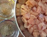 A picture of step 1 of Kung Pao Chicken.