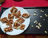 A picture of step 4 of Peanuts and jaggery chikki.