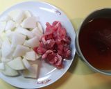 A picture of step 1 of Easy and Delicious! Sweet and Spicy Pork Belly with Daikon.