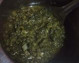 A picture of step 1 of Sarso ka saag or makki ki roti with taazi chaajh.