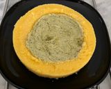 A picture of step 4 of Savory Polenta Tart with Pesto, Ricotta, Arugula, Tomatoes, Mozzarella, and Walnuts.