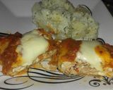 Foto del paso 5 de la receta: 🥞 Cubitos de panqueques rellenos de pollo gratinados