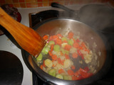Conejo con arroz y verduras