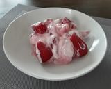A picture of step 3 of Sig's Quark with Strawberries.