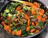 Une image de l'étape 12 de Bœuf aux poireaux, carottes et tomates (au bouillon de butternut).