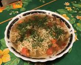 Une image de l'étape 9 de Soupe asiatique épicée au bouillon de crevettes, tomate noire, shiitakes et coriandre.
