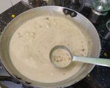 A picture of step 6 of Ganesh puja chana Moong dal jaggery milk payasam.