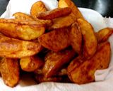 A picture of step 4 of My homemade Deep fried Wedgie chunky Chips inthe Skin. #Sidedish.
