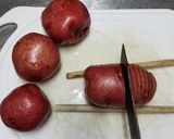 A picture of step 1 of Pizza Hasselbeck potatoes.