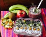 A picture of step 3 of Blueberries Banana Chia Oats and Dates Smoothie Bowl.