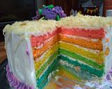 Foto langkah ke 9 dari resep Rainbow cake panggang.