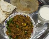 A picture of step 9 of Ringna no olo(kathiyawadi dhaba style).