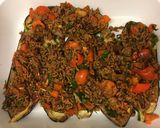 A picture of step 14 of Turkish stuffed aubergines with beef and tomatoes (Karniyarik) 🇹🇷.