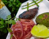 A picture of step 1 of Pan-fried Chicken with Hara Bhara Kebab, Asparagus & Laccha onion.