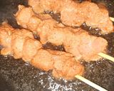 A picture of step 4 of Chicken satay with peanut sauce and mixed vegetable rice.