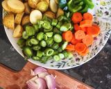 A picture of step 1 of Mixed veg with beetroot flatbread.