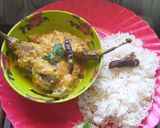 A picture of step 4 of Brinjal dip Dal curry.