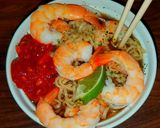 A picture of step 6 of Mike's Extra Spicy Thai Shrimp Noodle Soup.