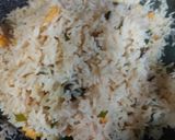 A picture of step 7 of American chopsuey with fried rice.
