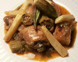 Foto del paso 20 de la receta: Cazuela de pollo con patatas, en salsa de berenjenas y okra