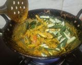 A picture of step 3 of Dahi wali bhindi.