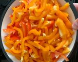A picture of step 2 of Rosted bell peppers tomatoes and cottage cheese.