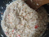 Risotto de champiñones y pimentón rojo