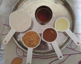A picture of step 1 of Eggless whole wheat chocolate cake.