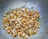 A picture of step 4 of Vazhaipoo (banana blossom) poriyal.