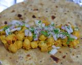 A picture of step 4 of Chapati Roll /Kati roll (with White Chana):.