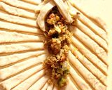 A picture of step 7 of Chicken filled cones.