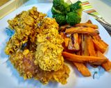 Fitt kukoricapelyhes csirkemell mártogatóssal, zöldségekkel recept fázis 6 fotója