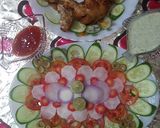 A picture of step 6 of SpiCy chkN LeG with healtHy Salad🥗.