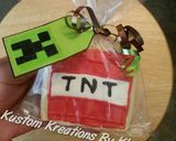 A picture of step 4 of Minecraft cookies with handmade treat tags.