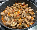 Une image de l'étape 18 de Sauté de porc aux champignons, carottes et tomates.