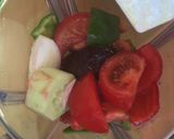 A picture of step 4 of Beet gazpacho with mango vinaigrette.