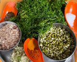 A picture of step 1 of Jowar Bhakri with Dill Sabji.