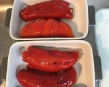 Une image de l'étape 7 de Poivrons surprise aux saucisses fumées moutarde de Dijon, basilic et parmesan.