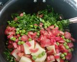 A picture of step 1 of Potato 🥔spinach carrot 🥕green peas curry.