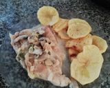 Foto del paso 4 de la receta: Filet de abadejo a la crema con champignones y papas fritas