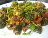 A picture of step 5 of Aloo(potato) bhindi(okra) chatakedar.