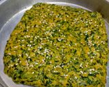 A picture of step 3 of Kothimbir Vadi (Cilantro Snack).