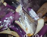 A picture of step 1 of Crisp Fried Long Brinjal/Eggplants.