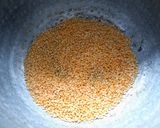 A picture of step 1 of Paruppu payasam / moong dal kheer.