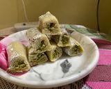 A picture of step 8 of Kaju pista roll.