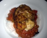 A picture of step 5 of spicey chicken, sweet tomato rice.