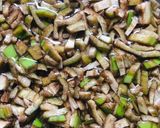 A picture of step 1 of Plantain Peel thoran (kerala style).